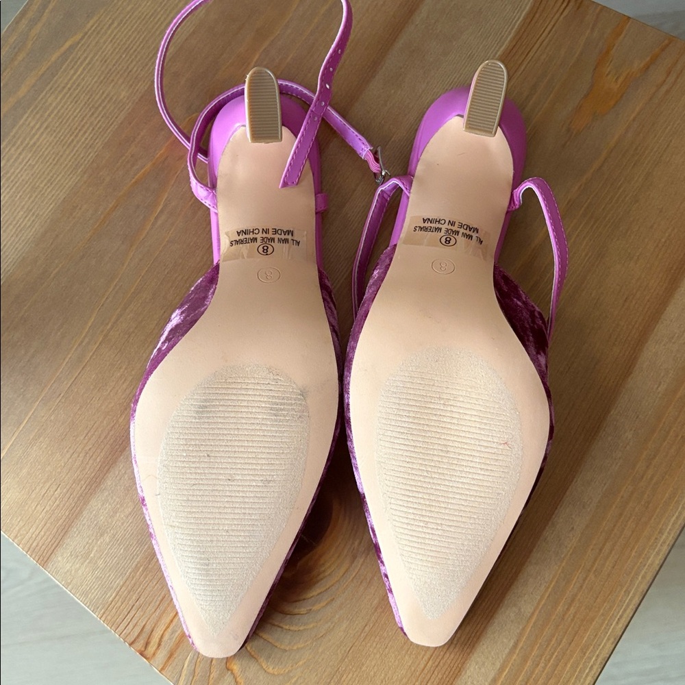 Lulus Jannice Mauve Crushed Velvet Ankle Wrap Heels Pink - Size 8 - Picture 4 of 5